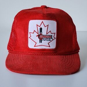 Vintage 80s Guardian Chemicals Corduroy Trucker Hat Cap‎ Snap Back Patch Soldier